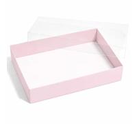 The Baked Studio - Deluxe Treat & Cookie Boxes with Clear Lid - Pack of 5 | Luxury White Bakery Boxes for Cookies, Brownies, Treats & Gifts (Pink, 24 x 15.5 x 5cm)