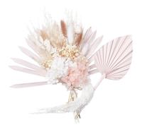 The Baked Studio - Dried Flower Cake Topper Set With Dried Palm Spear and Sun Palm Leaf, Pampas and Amaranth For Cake Decorating (Pink Pampas Set)