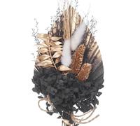 The Baked Studio - Dried Flowers For Cakes Decoration And Crafts With A Black & Gold Ombre Palm Spear (Black, Gold & White)