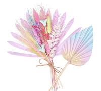 The Baked Studio - Dried Flowers For Cakes Decoration And Crafts With A Lilac Glitter Sun Palm Leaf (Rainbow Sherbet)