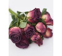 The Baked Studio - 'Dried Touch 12-Piece Small Rose And Tea Rose Stem Bouquet' Artificial Dried Flowers For Cake Decorating, Home Décor, Vase, Weddings, Bridesmaid Bouquets (Mulberry)