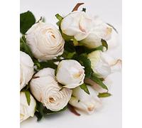 The Baked Studio - 'Dried Touch Rose Bouquet' Artificial Dried Flowers For Cake Decorating, Home Décor, Vases, Weddings, Bridesmaid Bouquets and Crafts (Ivory With Tea Rose)