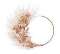 The Baked Studio - Original Dried Flower Pampas Floral Ring For Cake Decorating Weddings Birthdays Crafts And Home (Natural, White & Gold)