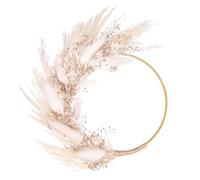 The Baked Studio - Original Dried Flower Pampas Floral Ring For Cake Decorating Weddings Birthdays Crafts And Home (Pink & Antique Gold)