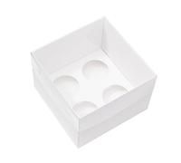 The Baked Studio - Pack of 5 - Extra Deep Premium Cupcake Boxes with Clear Presentation Lids | Tall Cake Boxes for Muffins & Cupcakes | Sturdy & Elegant Bakery Packaging (4 Holes)