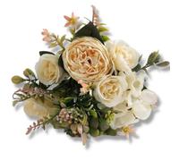 The Baked Studio - Silk Artificial Flower Bouquet (Philippine Roses, Peonies, Dandelion Flower Balls and Foliage) - Realistic Fake Plant for Cake Decoration, Home Décor, Weddings and Crafts (Lemon)