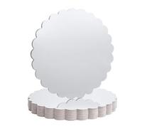 The Baked Studio Silver Mirrored Cake Boards - Pack of 10 Round Cake Drums with Scalloped Edge | 3mm Thick, Extra Strong, Recyclable | Elegant Silver Cake Bases for Weddings, Birthdays & More (8 Inch)
