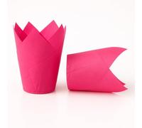 The Baked Studio Tulip Cupcake Liners - 50 Pack | Elegant Muffin & Cupcake Cases | Non-Stick, Oven-Safe, Food Grade Paper | Ideal for Weddings, Parties & Baking Professionals (Pink)