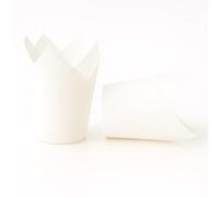 The Baked Studio Tulip Cupcake Liners - 50 Pack | Elegant Muffin & Cupcake Cases | Non-Stick, Oven-Safe, Food Grade Paper | Ideal for Weddings, Parties & Baking Professionals (White)