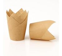 The Baked Studio Tulip Cupcake Liners - 50 Pack | Elegant Muffin & Cupcake Cases | Non-Stick, Oven-Safe, Food Grade Paper | Ideal for Weddings, Parties & Baking Professionals (Kraft Brown)