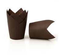 The Baked Studio Tulip Cupcake Liners - 50 Pack | Elegant Muffin & Cupcake Cases | Non-Stick, Oven-Safe, Food Grade Paper | Ideal for Weddings, Parties & Baking Professionals (Brown)