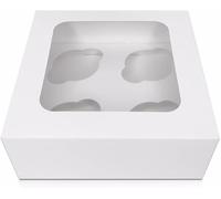 The Baker Shop 5 x 4 -Hole Cupcake Window Boxes | Pop-Up Cupcake Boxes 4 Hole | Bakery Boxes Cake Box Holders | 4 Hole Cupcake Boxes (5 Pack)