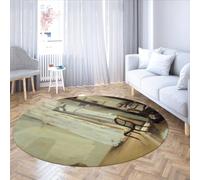 The Balcony Room by Adolph Menzel Washable Non-slip - Circle Rugs Retro Aesthetic Low Pile Foldable Round Carpet for Office Study 183cm(Round)