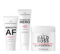 The Bald Brothers 3 Piece Full Bald Head Care Set | Complete Skincare Set for Men | Cleanse, Exfoliate, Hydrate & Moisturise | Vegan | 60-90 Day Supply