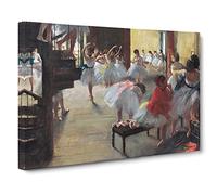 The Ballet Ballerina Dancers In Class By Edgar Degas Canvas Print | Gallery Wrapped 30mm Frame Wall Art | 20x14 inches | Ready to Hang | Impressionist Picture | Living Room Bedroom Lounge Office