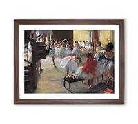 The Ballet Ballerina Dancers In Class By Edgar Degas Classic Painting Framed Print | A3 Walnut Framed Wall Art | Ready to Hang | Classic Historical Picture | Living Room Bedroom Lounge Office