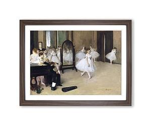 The Ballet Dancing Class By Edgar Degas Classic Painting Framed Wall Art Print, Ready to Hang Picture for Living Room Bedroom Home Office Décor, Walnut A3 (46 x 34 cm)