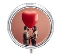 The Balloon Floats Up Pill Box 3 Compartment Portable Round Pill Organizer Leak-Proof Lightweight Daily Compact Travel Pill Case for Vitamins Supplements Medication