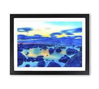 The Baltic Sea In Estonia Painting Modern Art Framed Print | A2 Black Framed Wall Art | Ready to Hang | Modern Nautical Picture | Living Room Bedroom Lounge Office