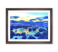 The Baltic Sea In Estonia Painting Modern Art Framed Print | A2 Walnut Framed Wall Art | Ready to Hang | Modern Nautical Picture | Living Room Bedroom Lounge Office