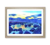 The Baltic Sea In Estonia Painting Modern Art Framed Print | A3 Oak Framed Wall Art | Ready to Hang | Modern Nautical Picture | Living Room Bedroom Lounge Office