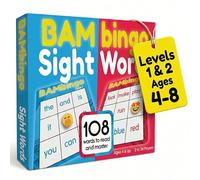The Bambino Tree Sight Word Bingo Game Level 1 and 2 - Educational Games for Kids - Learn to Read Vocabulary for Kindergarten 1st Grade - Dolch's Fry's Words Lists