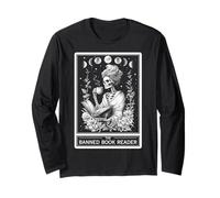 The Banned Book Reader Reading Bookworm Tarot Card Skeleton Long Sleeve T-Shirt