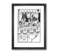 The Barge By Aubrey Beardsley Classic Painting Framed Print | A2 Walnut Framed Wall Art | Ready to Hang | Classic Historical Picture | Living Room Bedroom Lounge Office
