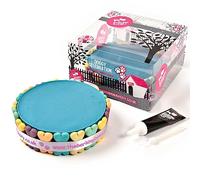 The Barking Bakery Blue Yoghurt Topped Pawty Cake for Dogs - 6 Inch Party Birthday Cake with Dog Biscuits, Icing Pen, Candle - Dog Birthday Sponge in Recyclable Box - Handmade & Fresh