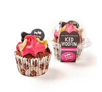 The Barking Bakery - Carob Woofin with Pink Frosting - Dog Cupcake for Medium & Large Dogs - Birthday & Occasion Treats - Human Grade Ingredients - Handmade - Meat Free - Baked in England 75g.
