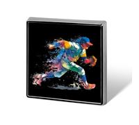 The Baseball Player Sprinting Square Metal Brooches 1 Inch Memorial Badges Exquisite Decorations Pins for Clothing