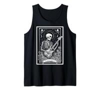 The Bass Player Bassist Guitarist Guitar Tarot Card Skeleton Tank Top