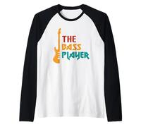The Bass Player Distressed Electric Bass Guitar Retro Raglan Baseball Tee