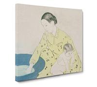 The Bath by Mary Cassatt Canvas Print | Gallery Wrapped 30mm Frame Wall Art | 14x14 inches | Ready to Hang | Modern Picture | Living Room Bedroom Lounge Office