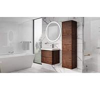 The Bath People Eaton Redwood Bathroom Wall Hung Mounted Tall Storage Cabinet Unit Soft Close Door - Right Hand
