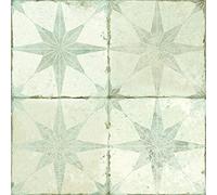 The Bath People Hale Ceramic Matt Star White Tiles Retro Vintage Square Plain & Pattern Wall Or Floor - 450 x 450