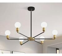 THE BATH PLUS TB+ Ceiling Light 6 Heads E27 Metal Industrial Chandelier 54cm Black and Gold