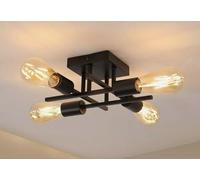 THE BATH PLUS TB+ Modern Chandelier Sputnik Industrial 4 Lights E27 Metal Base Retro Black Ceiling Lamp