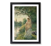 The Bather by Camille Pissarro Framed Print | A2 Black Framed Wall Art | Ready to Hang | Modern Nature Picture | Living Room Bedroom Lounge Office