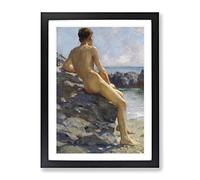 The Bather By Henry Scott Tuke Classic Painting Framed Print | A2 Black Framed Wall Art | Ready to Hang | Classic Historical Picture | Living Room Bedroom Lounge Office