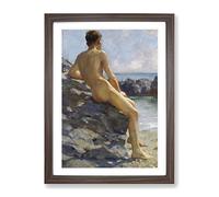 The Bather By Henry Scott Tuke Classic Painting Framed Print | A3 Walnut Framed Wall Art | Ready to Hang | Classic Historical Picture | Living Room Bedroom Lounge Office