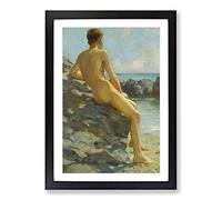The Bather by Henry Scott Tuke Framed Print | A2 Black Framed Wall Art | Ready to Hang | Modern Nature Picture | Living Room Bedroom Lounge Office