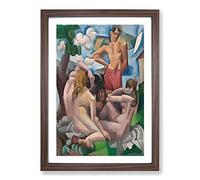 The Bathers by Roger De La Fresnaye Framed Print | A2 Walnut Framed Wall Art | Ready to Hang | Modern Nature Picture | Living Room Bedroom Lounge Office