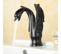 The Bathroom Brass Swan Shape is Hot and Cold Basin Faucet, Black and Dwarf