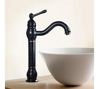 The Bathroom is All-Copper Antique Countertop, with Hot and Cold Faucets, Black and High