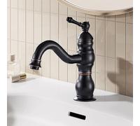 The Bathroom is All-Copper Antique Countertops with Hot and Cold Faucets, Black and Dwarf