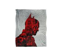 The Batman (2022) Blanket, News Clippings Collage Silhouette Silky Touch Super Soft Throw Blanket 152x127 cm Batman White One Size