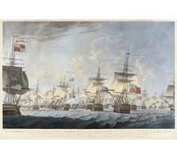 The Battle of Camperdown Kamperduin in Dutch 11 October 1797. The British North Sea Fleet under Admiral Adam Duncan bears down on the Batavian Navy fleet under Vice-Admiral Jan de Winter. After a