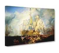The Battle Of Trafalgar By Joseph Mallord William Turner Classic Painting Canvas Wall Art Print Ready to Hang, Framed Picture for Living Room Bedroom Home Office Décor, 30x20 Inch (76x50 cm)
