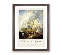 The Battle Of Trafalgar By Joseph Mallord William Turner Exhibition Museum Painting Framed Wall Art Print, Ready to Hang Picture for Living Room Bedroom Home Office Décor, Walnut A4 (34 x 25 cm)